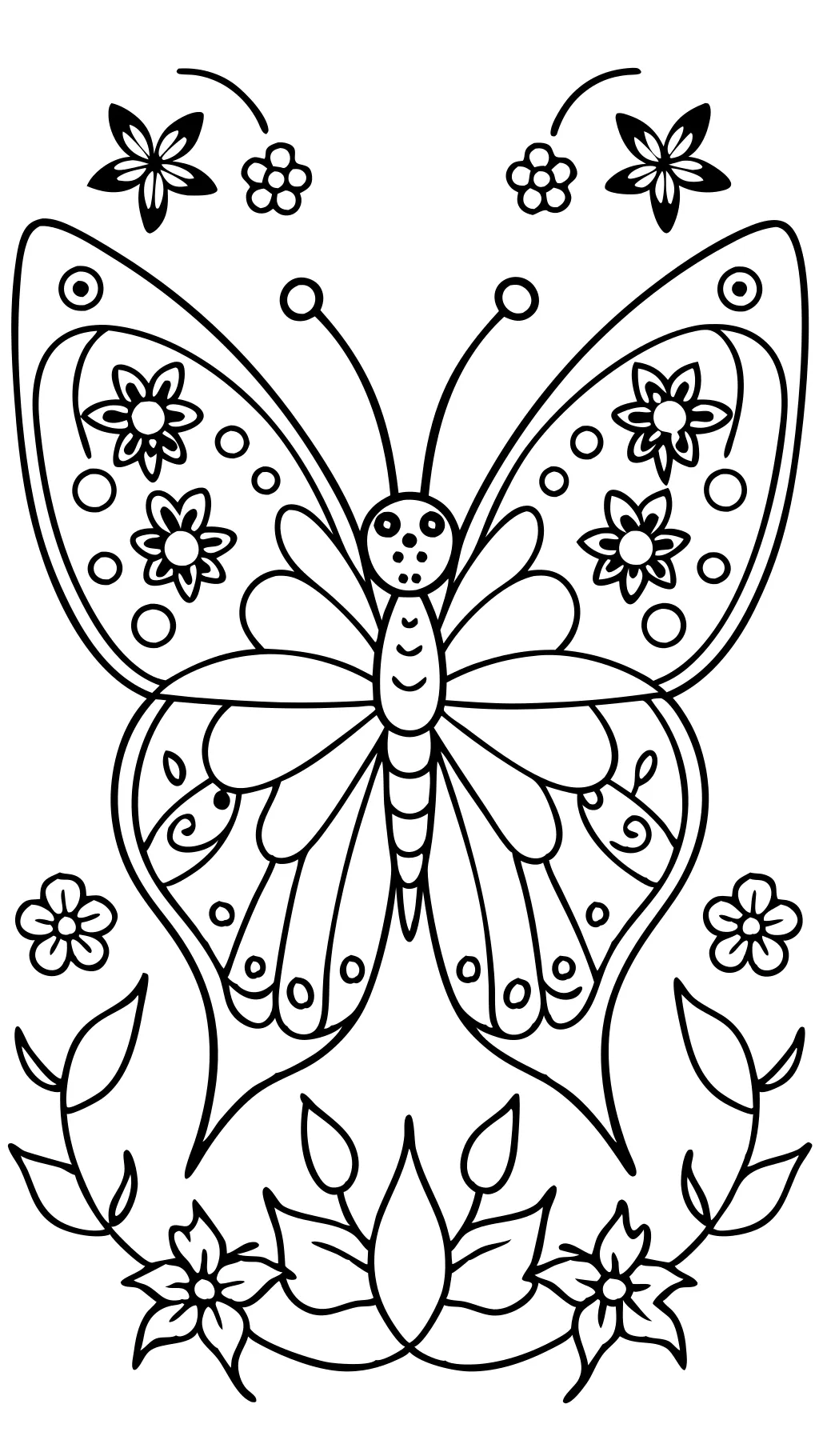 Página para colorear de mariposa